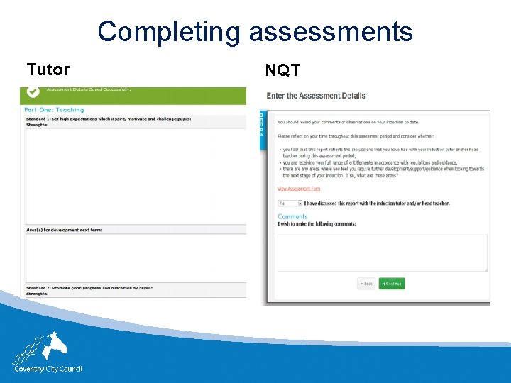 Completing assessments Tutor NQT 