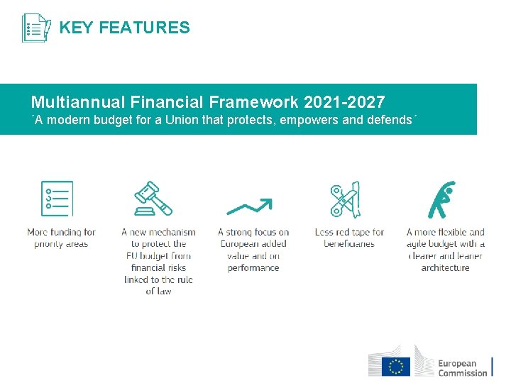 KEY FEATURES Multiannual Financial Framework 2021 -2027 ´A modern budget for a Union that