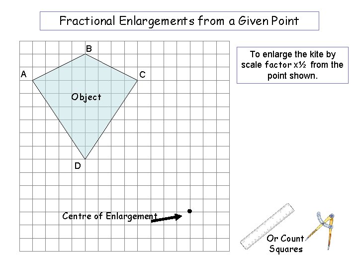 Fractional Enlargements from a Given Point B A C To enlarge the kite by