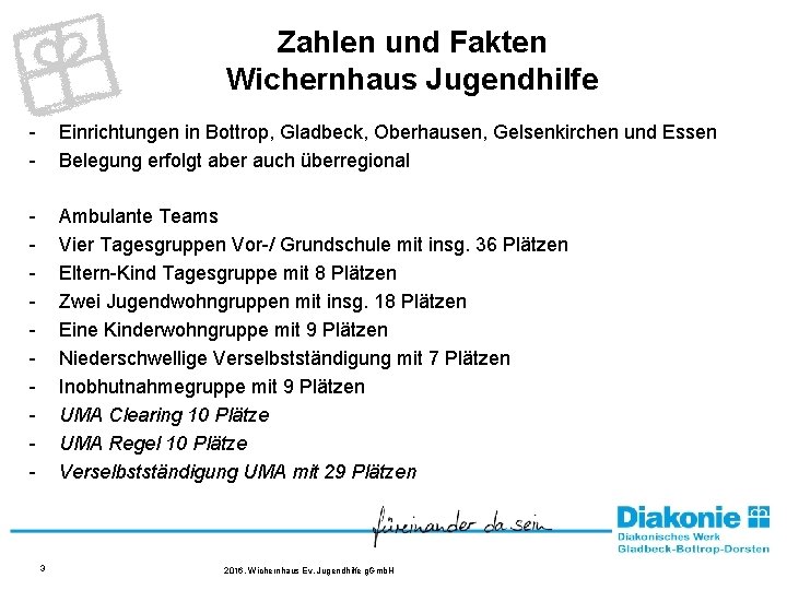 Zahlen und Fakten Wichernhaus Jugendhilfe - Einrichtungen in Bottrop, Gladbeck, Oberhausen, Gelsenkirchen und Essen