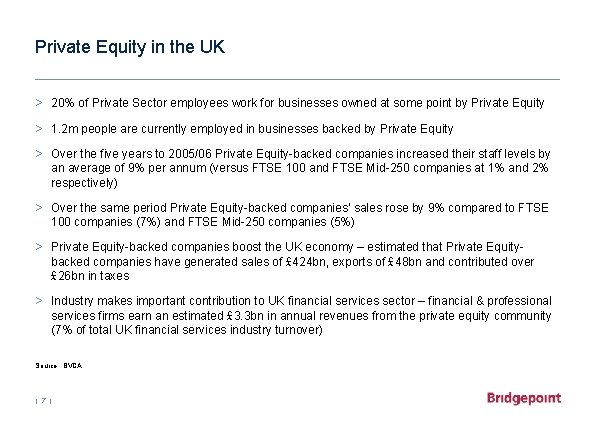 Private Equity in the UK > 20% of Private Sector employees work for businesses