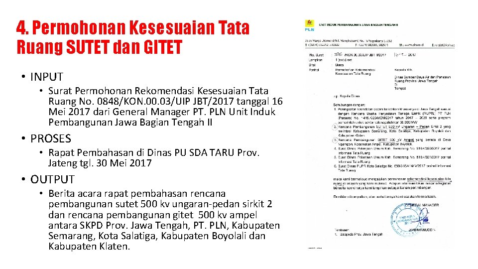 4. Permohonan Kesesuaian Tata Ruang SUTET dan GITET • INPUT • Surat Permohonan Rekomendasi