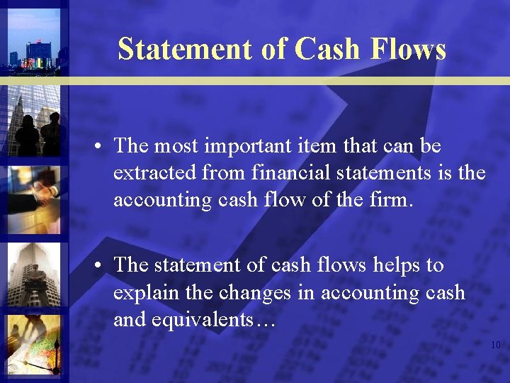 Statement of Cash Flows • The most important item that can be extracted from