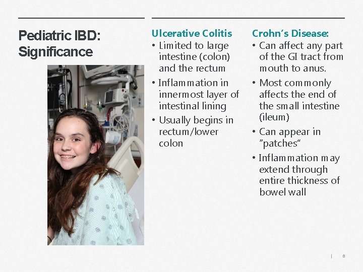 Pediatric IBD: Significance Ulcerative Colitis • Limited to large intestine (colon) and the rectum