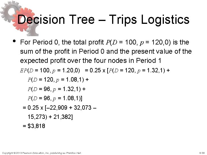 Decision Tree – Trips Logistics • For Period 0, the total profit P(D =