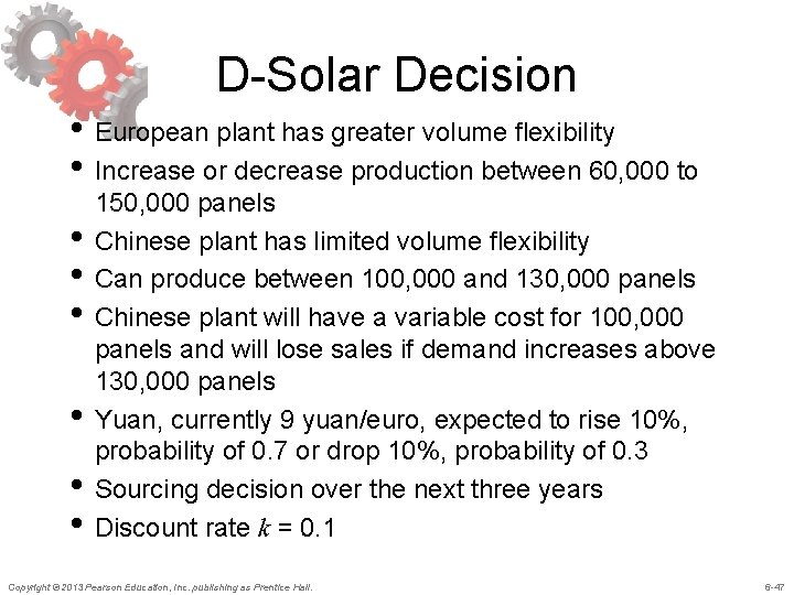 D-Solar Decision • European plant has greater volume flexibility • Increase or decrease production