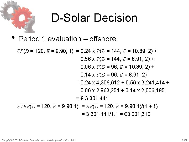 D-Solar Decision • Period 1 evaluation – offshore EP(D = 120, E = 9.