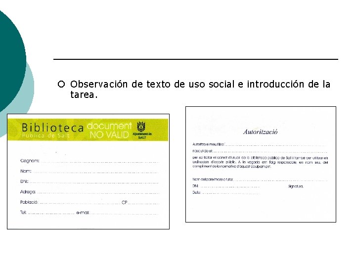 ¡ Observación de texto de uso social e introducción de la tarea. 