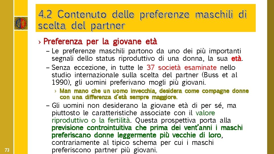 4. 2 Contenuto delle preferenze maschili di scelta del partner › Preferenza per la