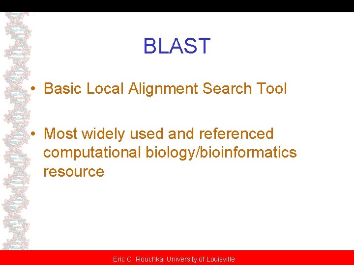 BLAST • Basic Local Alignment Search Tool • Most widely used and referenced computational