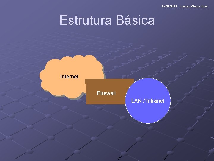 EXTRANET - Luciano Chede Abad Estrutura Básica Internet Firewall LAN / Intranet EXTRANET - Luciano Chede Abad Estrutura Básica Internet Firewall LAN / Intranet