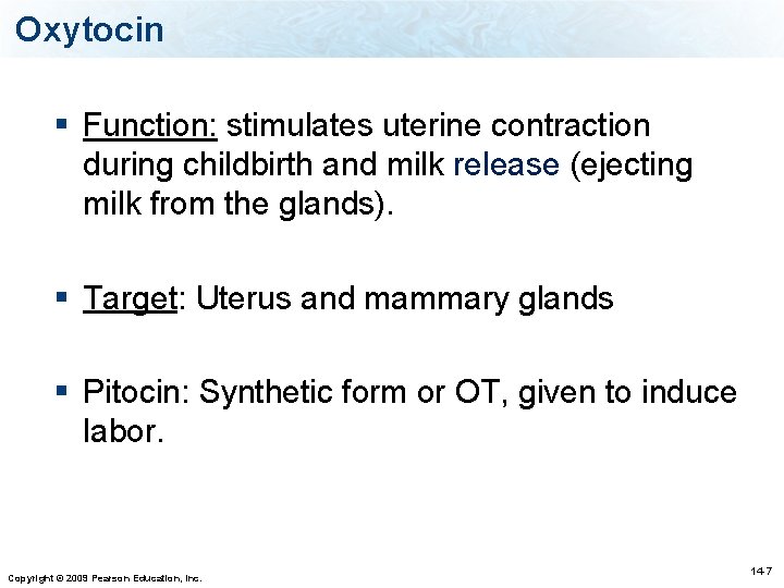 Oxytocin § Function: stimulates uterine contraction during childbirth and milk release (ejecting milk from