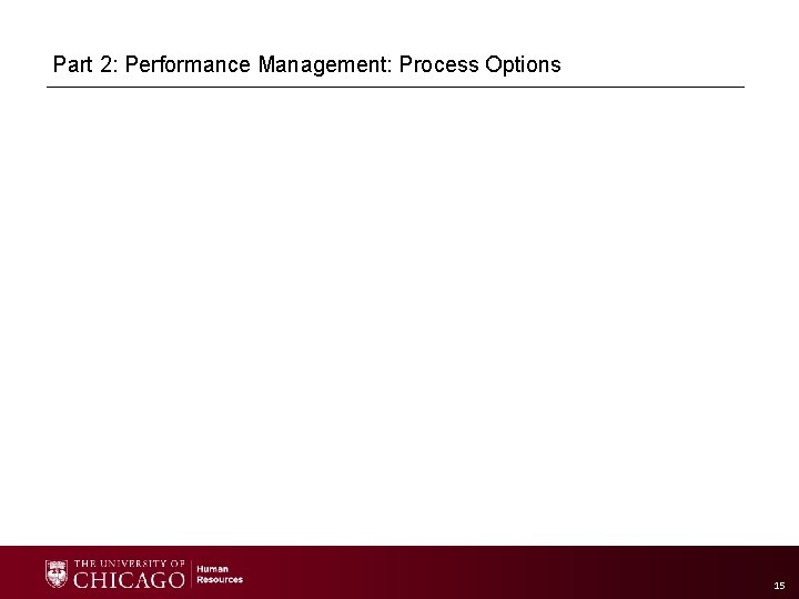 Part 2: Performance Management: Process Options 15 