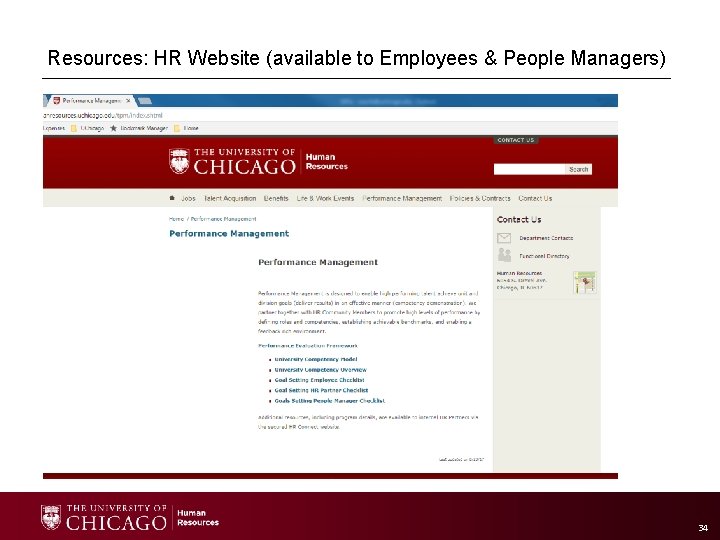 Resources: HR Website (available to Employees & People Managers) 34 