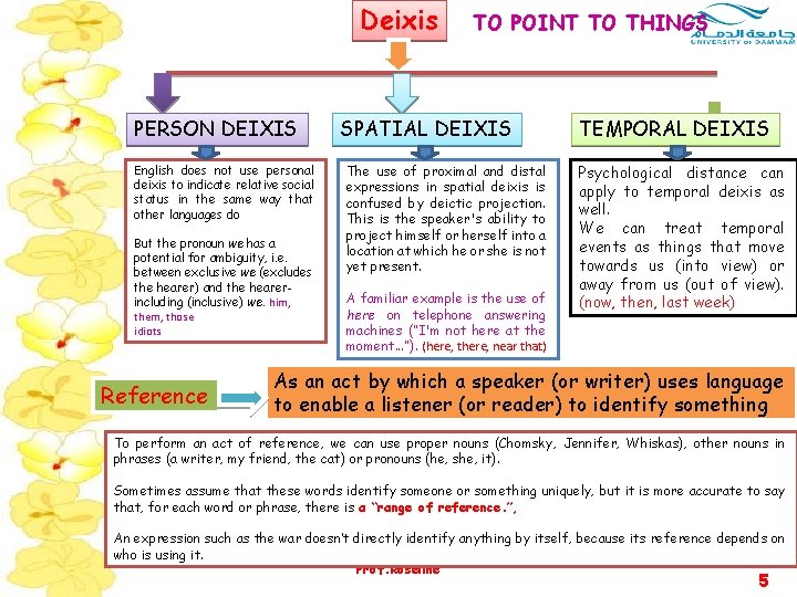 Deixis PERSON DEIXIS English does not use personal deixis to indicate relative social status