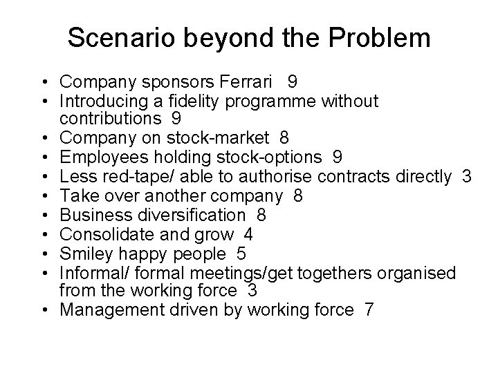 Scenario beyond the Problem • Company sponsors Ferrari 9 • Introducing a fidelity programme