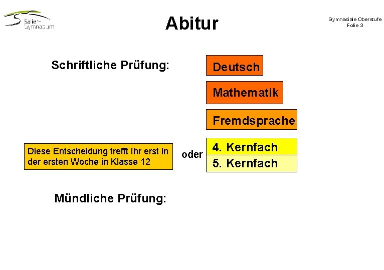 Abitur Schriftliche Prüfung: Deutsch Mathematik Fremdsprache Diese Entscheidung trefft Ihr erst in der ersten