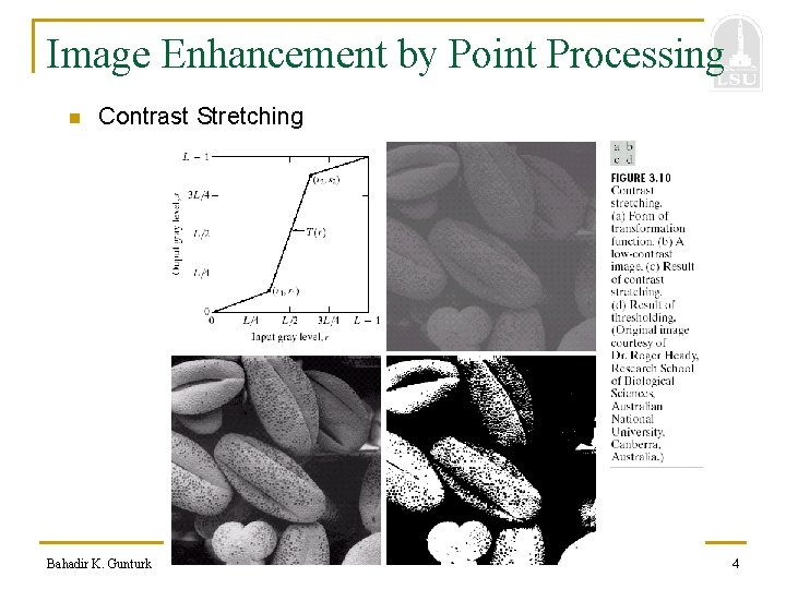 Image Enhancement by Point Processing n Contrast Stretching Bahadir K. Gunturk 4 