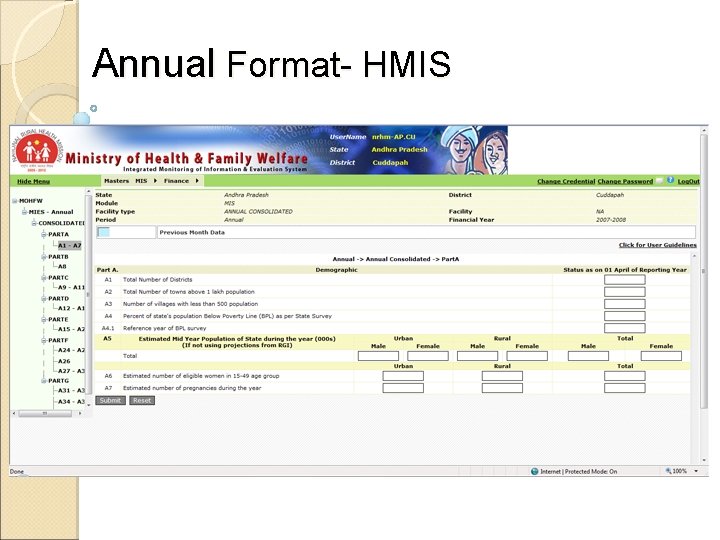 Annual Format- HMIS 