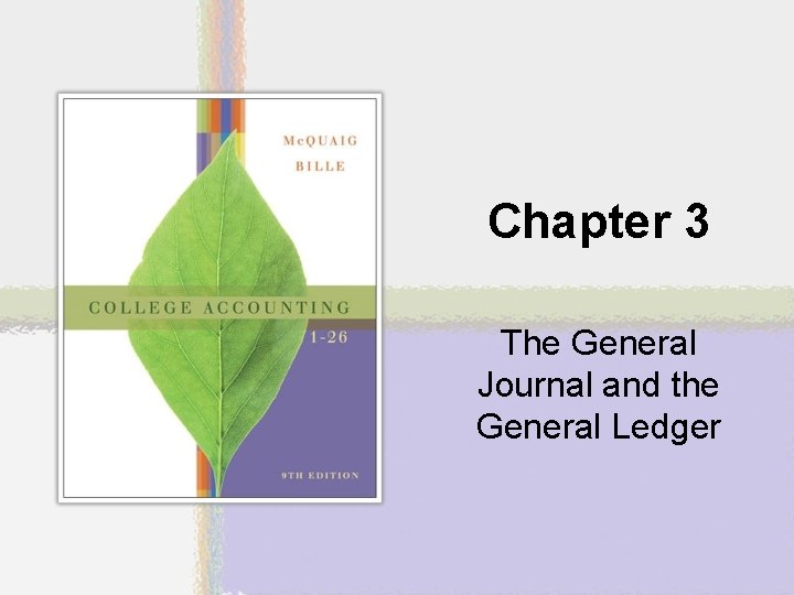Chapter 3 The General Journal and the General Ledger 