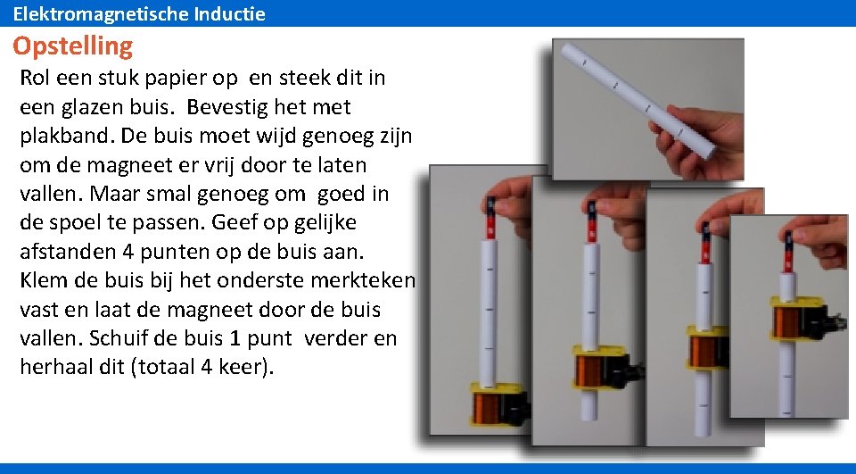 Elektromagnetische Inductie Opstelling Rol een stuk papier op en steek dit in een glazen
