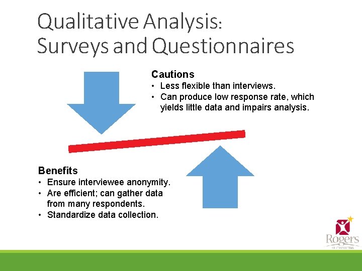 Qualitative Analysis: Surveys and Questionnaires Cautions • Less flexible than interviews. • Can produce