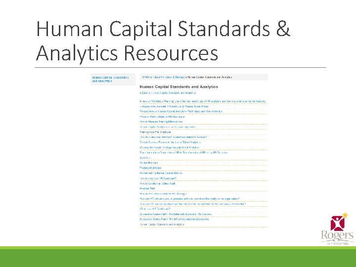 Human Capital Standards & Analytics Resources 