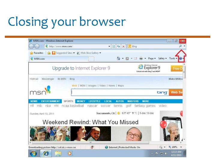 Closing your browser 