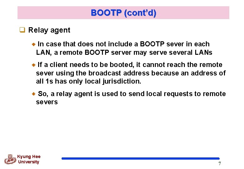 Chapter 16 Host Configuration BOOTP and DHCP Kyung
