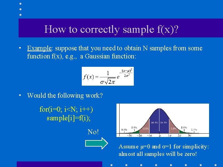 How to correctly sample f(x)? • Example: suppose that you need to obtain N How to correctly sample f(x)? • Example: suppose that you need to obtain N