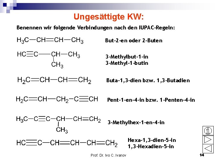Ungesättigte KW: Benennen wir folgende Verbindungen nach den IUPAC-Regeln: But-2 -en oder 2 -Buten