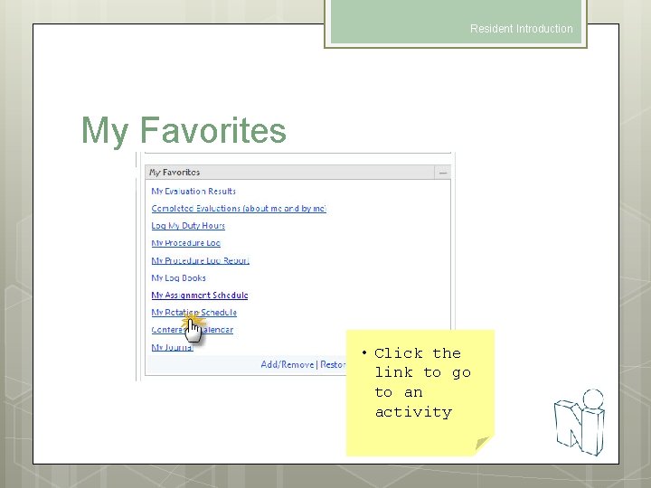 Resident Introduction My Favorites • Click the link to go to an activity 