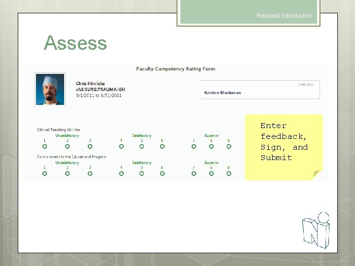 Resident Introduction Assess Enter feedback, Sign, and Submit 