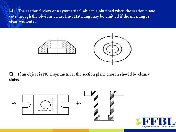 q The sectional view of a symmetrical object is obtained when the section plane