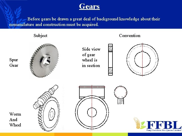 Gears Before gears be drawn a great deal of background knowledge about their nomenclature