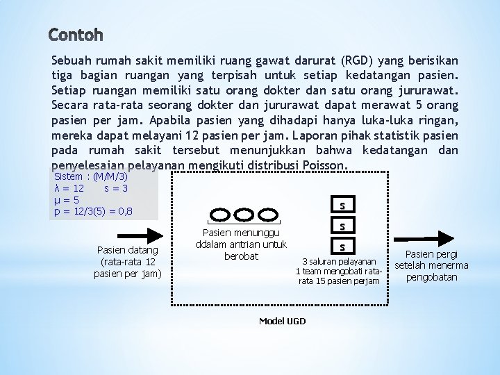 Sebuah rumah sakit memiliki ruang gawat darurat (RGD) yang berisikan tiga bagian ruangan yang