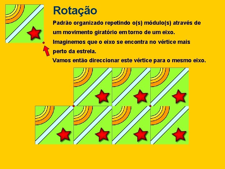 Rotação Padrão organizado repetindo o(s) módulo(s) através de um movimento giratório em torno de