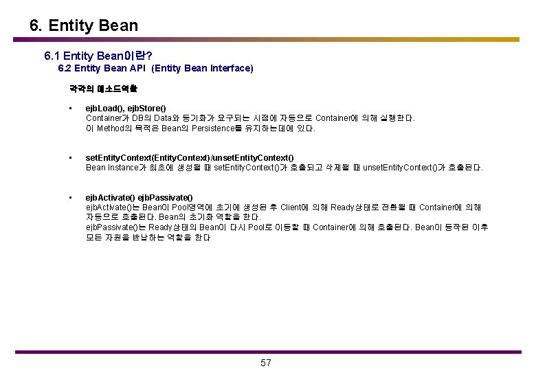 6. Entity Bean 6. 1 Entity Bean이란? 6. 2 Entity Bean API (Entity Bean