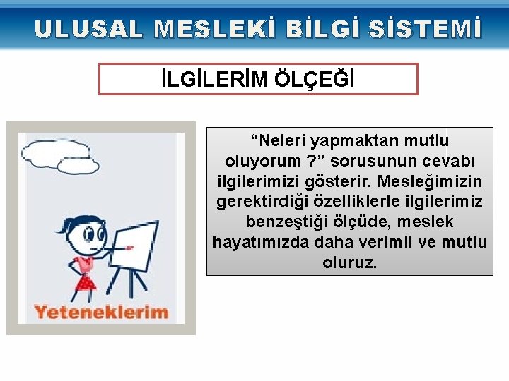 ULUSAL MESLEKİ BİLGİ SİSTEMİ İLGİLERİM ÖLÇEĞİ “Neleri yapmaktan mutlu oluyorum ? ” sorusunun cevabı