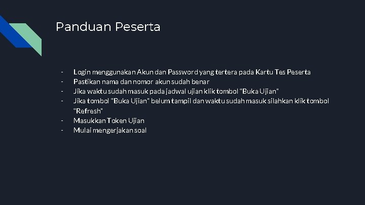 Panduan Peserta - Login menggunakan Akun dan Password yang tertera pada Kartu Tes Peserta