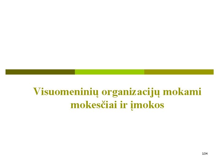  Visuomeninių organizacijų mokami mokesčiai ir įmokos 104 