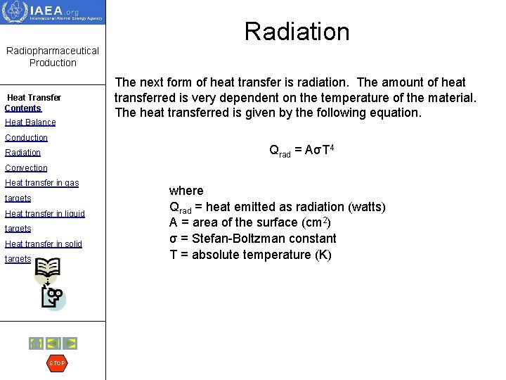 Radiation Radiopharmaceutical Production Heat Transfer Contents Heat Balance The next form of heat transfer