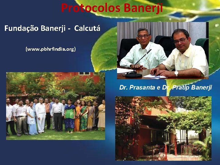 Protocolos Banerji Fundação Banerji - Calcutá (www. pbhrfindia. org) Dr. Prasanta e Dr. Pratip