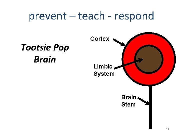 prevent – teach - respond Tootsie Pop Brain Cortex Limbic System Brain Stem 43