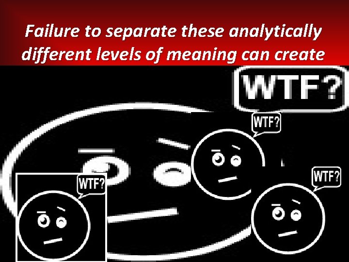 Failure to separate these analytically different levels of meaning can create confusion 