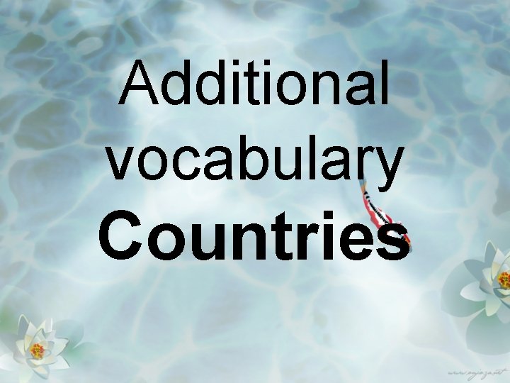 Additional vocabulary Countries 