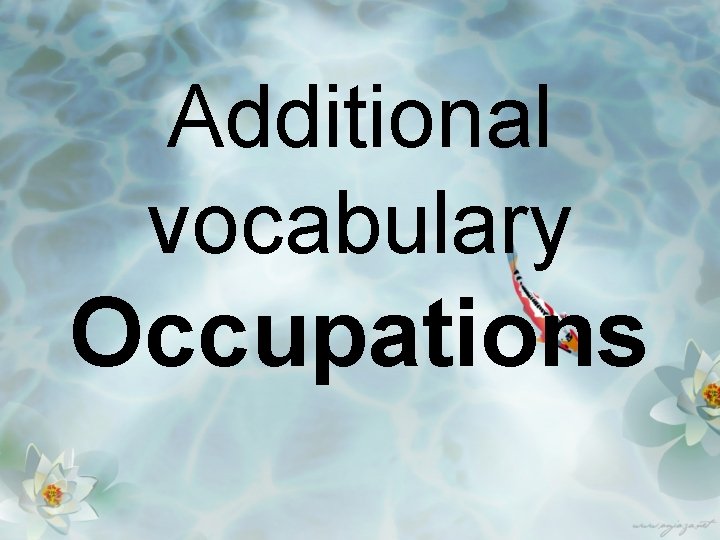 Additional vocabulary Occupations 