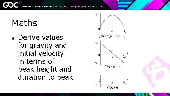 Maths ● Derive values for gravity and initial velocity in terms of peak height