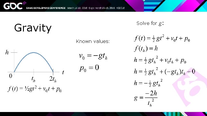 Solve for Gravity Known values: g: 