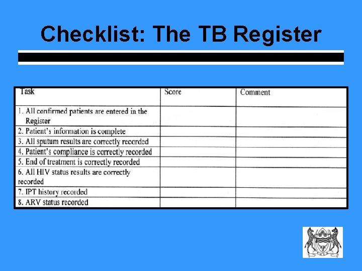 Checklist: The TB Register 